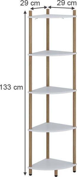 Libreria Vicco Bivio Bianco/pino 29 x 133 cm con 5 vani portaoggetti, Model 57470