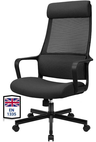 Sedia da ufficio ergonomica con supporto lombare, regolabile in altezza, colore nero