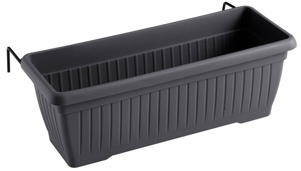 Vaso 40x20x17,3 cm in Polipropilene con Supporto Kit Cassetta Coste 40 Antracite
