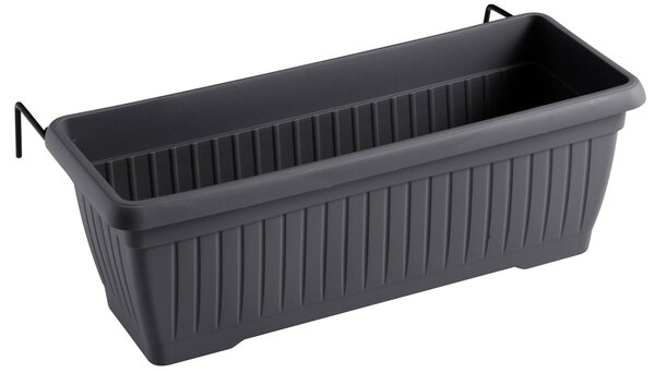 Vaso 40x20x17,3 cm in Polipropilene con Supporto Kit Cassetta Coste 40 Antracite