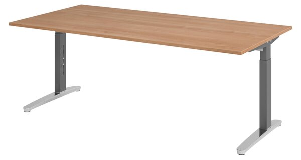 Scrivania bümö Serie XB - Finitura: noce, dimensioni: 200 x 100 cm, struttura: grafite/alluminio lucido