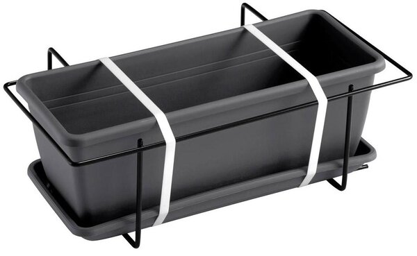 Vaso 40x17x14,5 cm in Polipropilene con Supporto Kit Cassetta Mare 40 Antracite