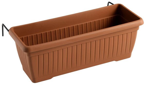 Vaso 40x20x17,3 cm in Polipropilene con Supporto Kit Cassetta Coste 40 Terracotta