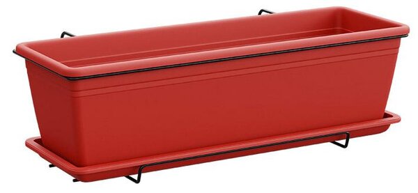 Vaso 40x17x14,5 cm in Polipropilene con Supporto Kit Cassetta Mare 40 Scarlet