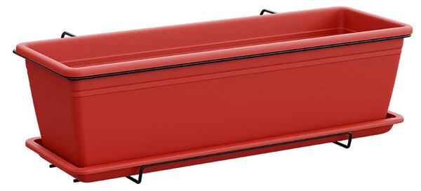 Vaso 60x17x14,5 cm in Polipropilene con Supporto Kit Cassetta Mare 60 Scarlet