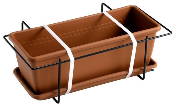 Vaso 50x17x14,5 cm in Polipropilene con Supporto Kit Cassetta Mare 50 Terracotta