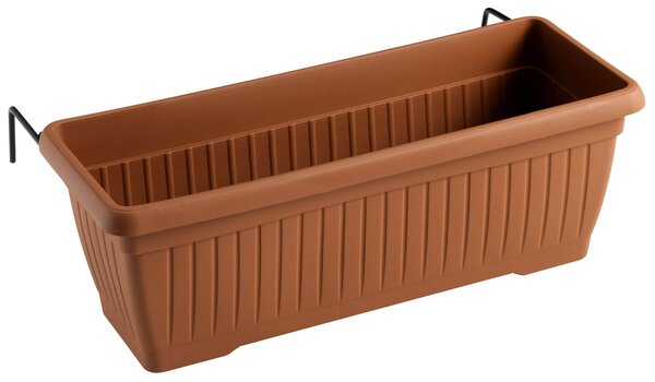 Vaso 50x20x17,3 cm in Polipropilene con Supporto Kit Cassetta Coste 50 Terracotta
