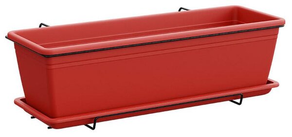 Vaso 60x17x14,5 cm in Polipropilene con Supporto Kit Cassetta Mare 60 Scarlet
