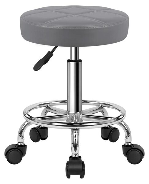Sedia girevole da ufficio con ruote, regolabile in altezza (49-64 cm), rivestita in ecopelle, colore grigio