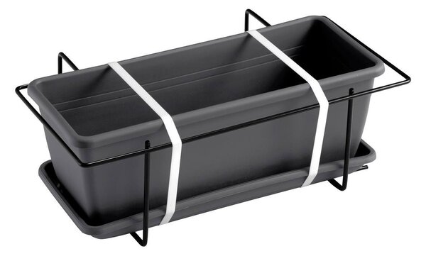Vaso 60x17x14,5 cm in Polipropilene con Supporto Kit Cassetta Mare 60 Antracite