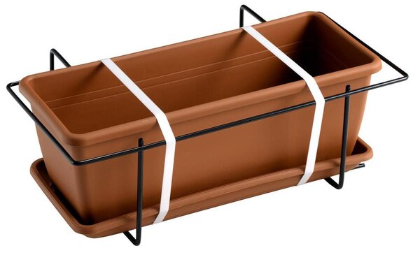 Vaso 60x17x14,5 cm in Polipropilene con Supporto Kit Cassetta Mare 60 Terracotta