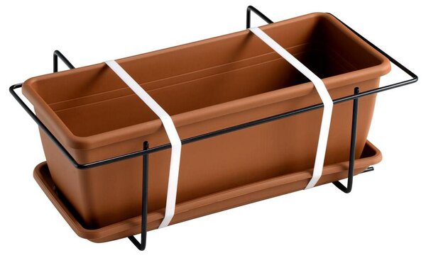Vaso 40x17x14,5 cm in Polipropilene con Supporto Kit Cassetta Mare 40 Terracotta