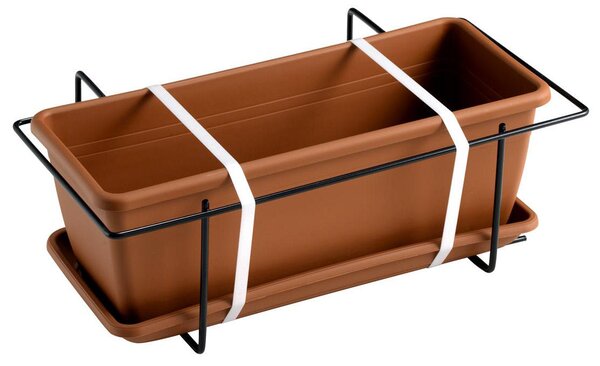 Vaso 50x17x14,5 cm in Polipropilene con Supporto Kit Cassetta Mare 50 Terracotta