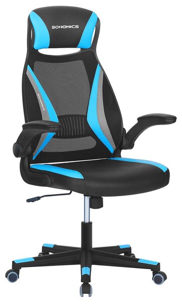 Sedia da ufficio con rivestimento in rete, regolabile in altezza, portata massima 130 kg, colore: nero/blu/grigio