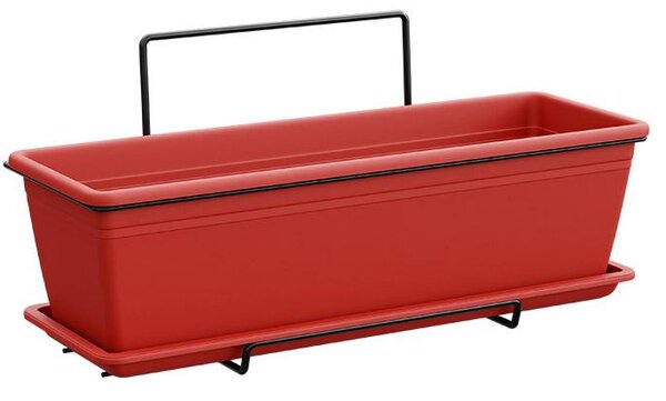 Vaso 50x17x14,5 cm in Polipropilene con Supporto Kit Wall Cassetta Mare 50 Scarlet