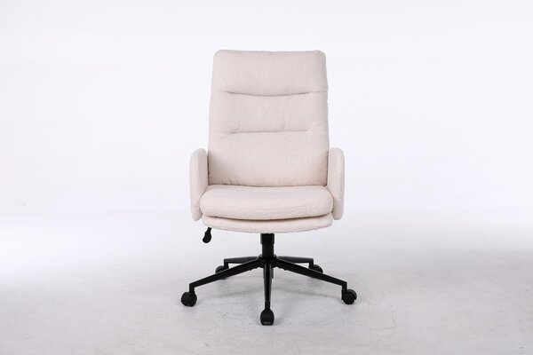 Sedia da ufficio in ecopelliccia, regolabile in altezza, color beige