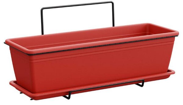 Vaso 40x17x14,5 cm in Polipropilene con Supporto Kit Wall Cassetta Mare 40 Scarlet