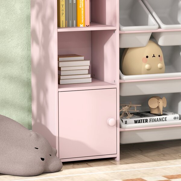 AIYAPLAY Scaffale portaoggetti per bambini, scaffale per giocattoli e libri, per riordinare in modo ordinato, 8 scatole rimovibili, Rosa | Aosom Italy