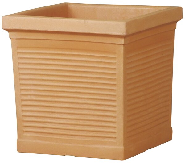 Vaso 35x35x34,6 cm in Polietilene Quadro Millerighe 35 Anticato