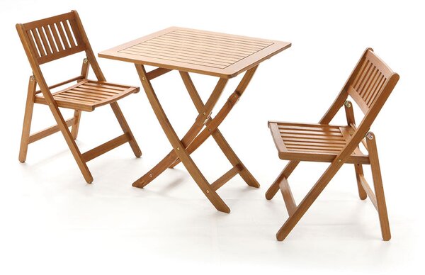 Set da Giardino Pieghevole in Legno Acacia 2 Sedie e Tavolo Taddei Bago 2