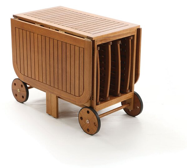 Set da Giardino Pieghevole in Legno Acacia 4 Sedie e Tavolo Taddei Bengala Combo