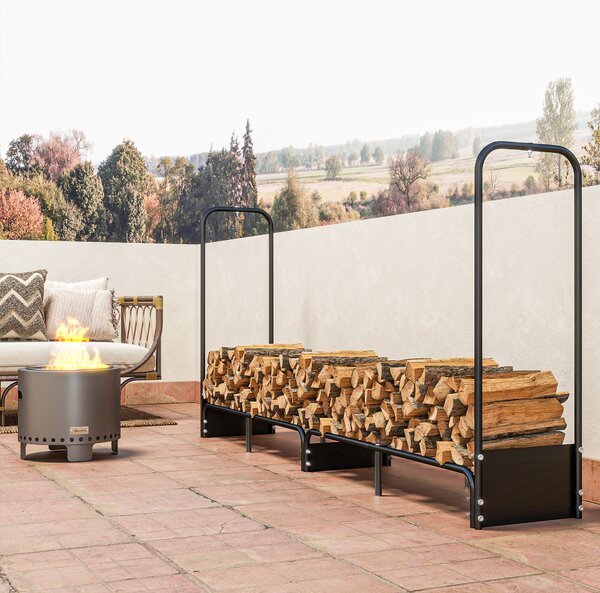 Outsunny Portalegna da esterno, riparo per legna con copertura impermeabile Oxford 600D carico 500 kg 260 x 38 x 118 cm nero | Aosom Italy