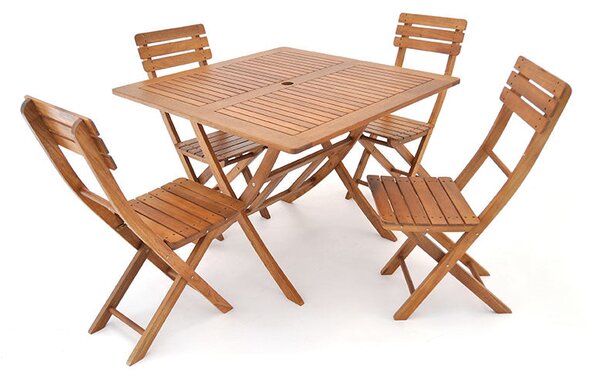 Set da Giardino Pieghevole in Legno Acacia 4 Sedie e Tavolo Taddei Bago 4