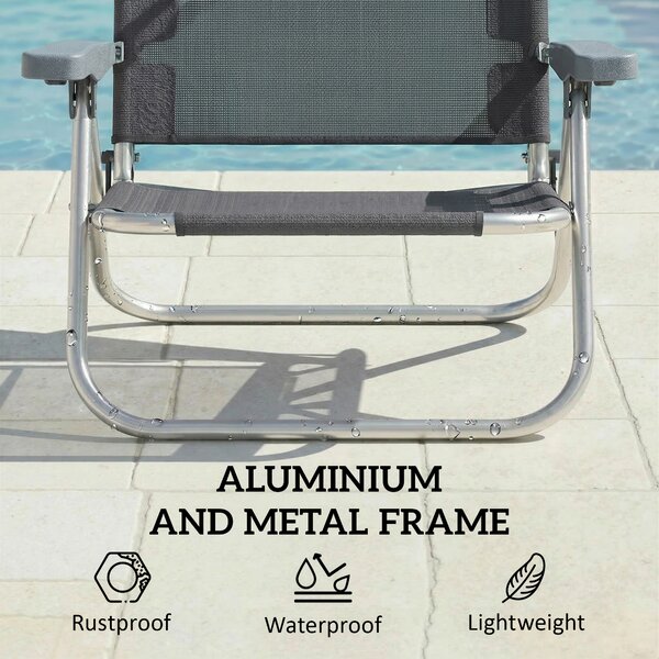 Outsunny Sdraio pieghevole Lettino da giardino con cuscino tettuccio regolabile Schienale regolabile 6 posizioni 62 x 68 x 79 cm Grigio scuro | Aosom Italy