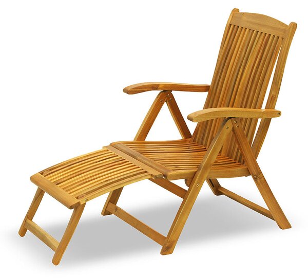 Poltrona da Giardino in Legno Acacia con Poggiapiedi Pieghevole Taddei Kandal+
