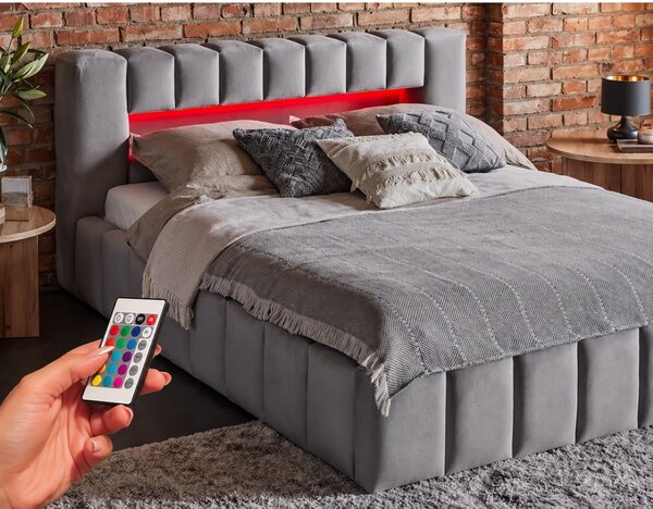 Letto matrimoniale imbottito rosa con contenitore con rete inclusa 180x200 cm Lamica – ELTAP