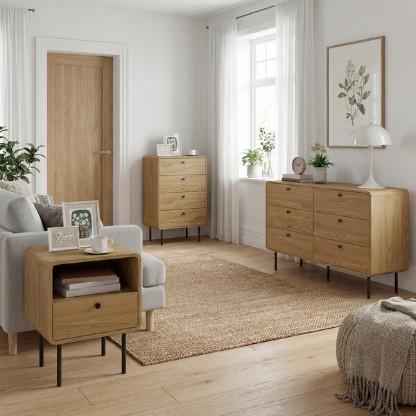 HOMCOM Cassettiera 4 cassetti, mobile contenitore stretto con piedi in acciaio, angoli arrotondati, 60 x 39 x 91,5 cm, rovere | Aosom Italy