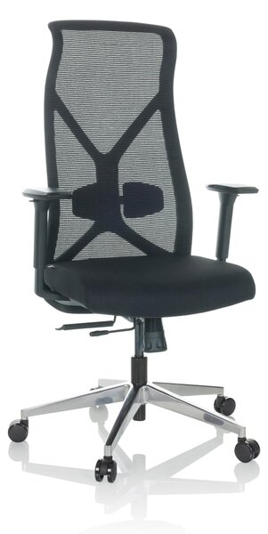 Sedia da ufficio AZURRO B, rivestita in tessuto/rete, colore nero, con altezza regolabile