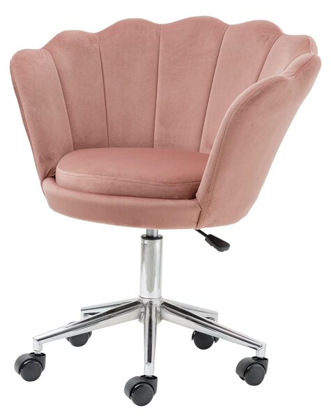 Sedia imbottita con ruote, color rosa, regolabile in altezza, dimensioni 69x71x84 cm