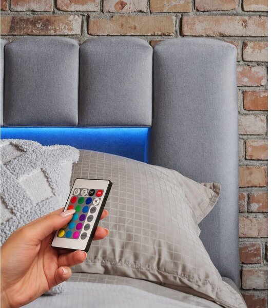 Letto matrimoniale imbottito rosa con contenitore con rete inclusa 180x200 cm Lamica – ELTAP