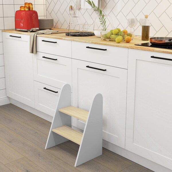 AIYAPLAY Sgabello per bambini sgabello 2 gradini per bambini 3-8 anni in legno carico max. 20 kg bianco | Aosom Italy