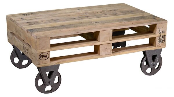 Tavolino Rettangolare da Giardino in Legno con Ruote 100x60xh43cm Banloc