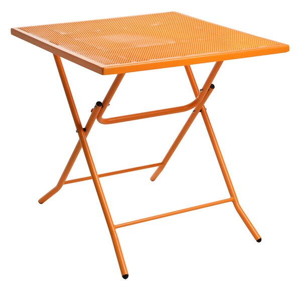 Tavolino Pieghevole da Giardino in Acciaio 70x70x71cm Quadro Arancione