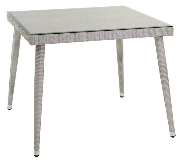 Tavolo da Giardino in Polyrattan Quadrato 80x80x77cm Adila Melange Grigio