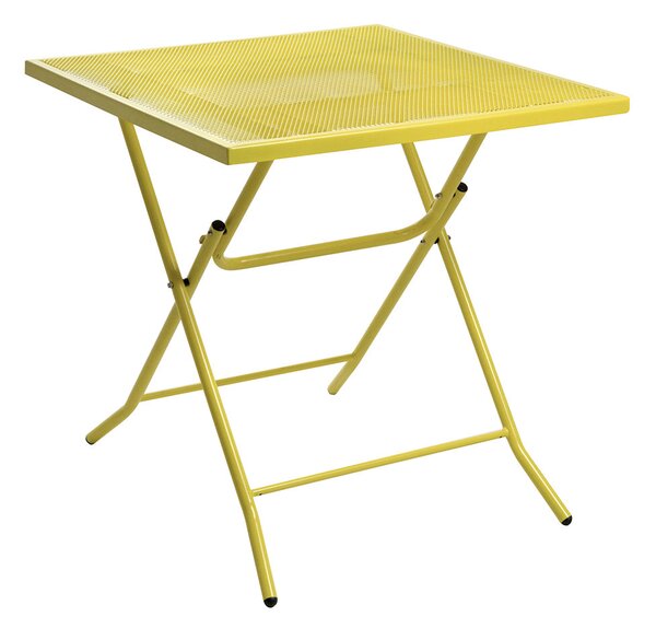 Tavolino Pieghevole da Giardino in Acciaio 70x70x71cm Quadro Giallo