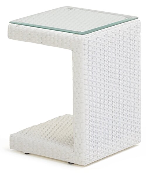 Tavolino da Giardino in Polyrattan 40x40x40cm Adila Quadro Bianco Ghiaccio