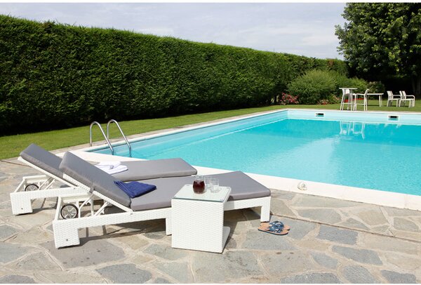 Tavolino da Giardino in Polyrattan 40x40x40cm Adila Quadro Bianco Ghiaccio