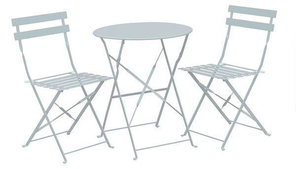 Set da Giardino Pieghevole Tavolo e 2 Sedie in Ferro Rimini Bianco
