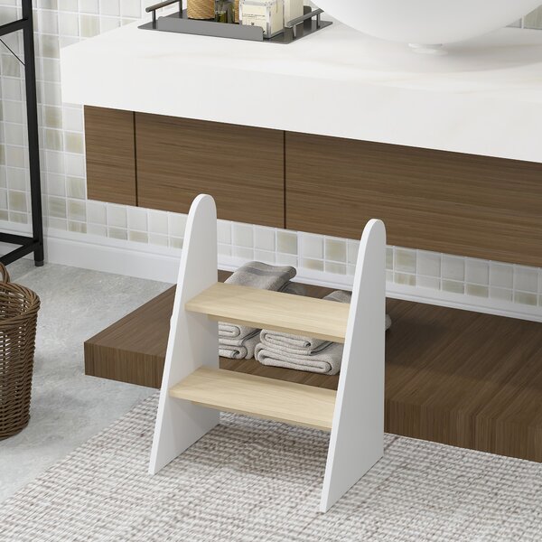AIYAPLAY Sgabello per bambini sgabello 2 gradini per bambini 3-8 anni in legno carico max. 20 kg bianco | Aosom Italy