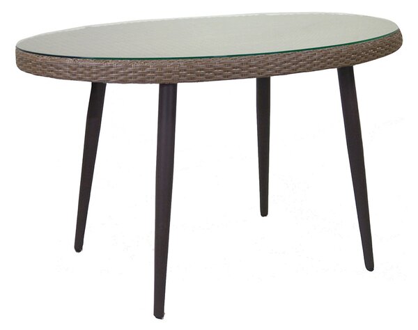 Tavolino da Giardino in Polyrattan Ovale 128x73x76cm Adila Noce