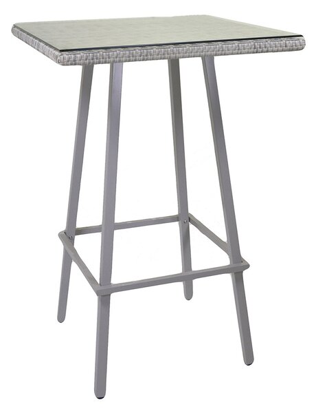 Tavolino Bar da Giardino in Polyrattan Quadrato 70x70x107cm Adila Melange Grigio