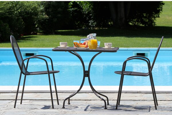 Tavolo da Giardino in Ferro Quadrato 80x80x71cm Ronna Noce