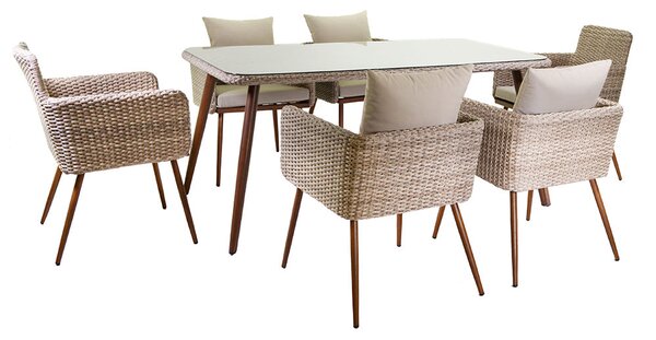 Tavolo da Giardino in Polyrattan Rettangolare 160x90x75cm Tirreno Naturale