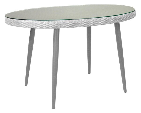 Tavolino da Giardino in Polyrattan Ovale 128x73x76cm Adila Bianco Crema