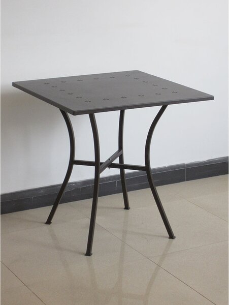 Tavolino da Giardino in Ferro Quadrato 70x70x71cm Old Noce