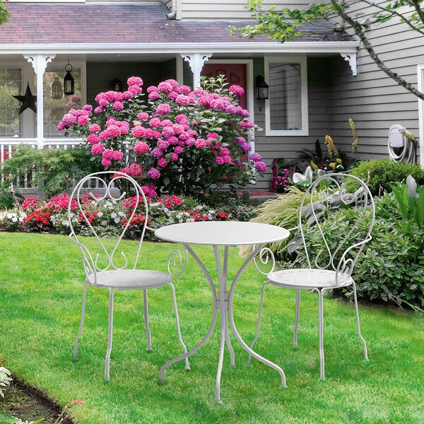 Tavolino da Giardino in Ferro Tondo Ø60x71cm Old Bianco